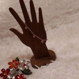 Gold and crystal heart bracelet